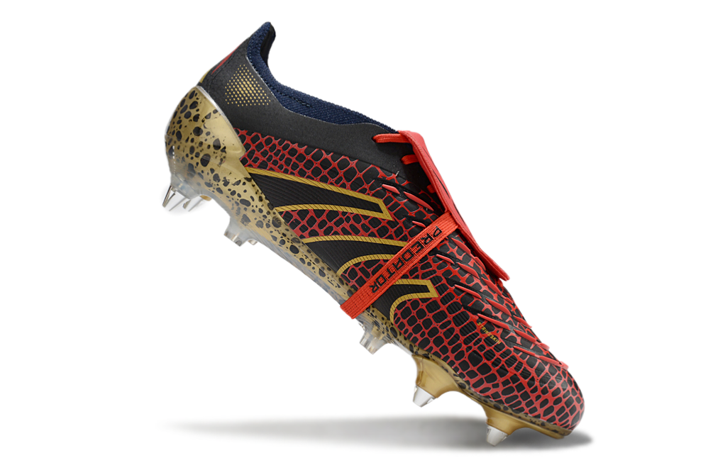 Chuteira Adidas Predator Elite Fold-Over Tongue SG - Preta, Dourada e Vermelha