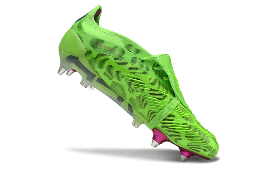 Chuteira Adidas Predator Elite Fold-Over Tongue SG - Verde, Rosa e Roxa