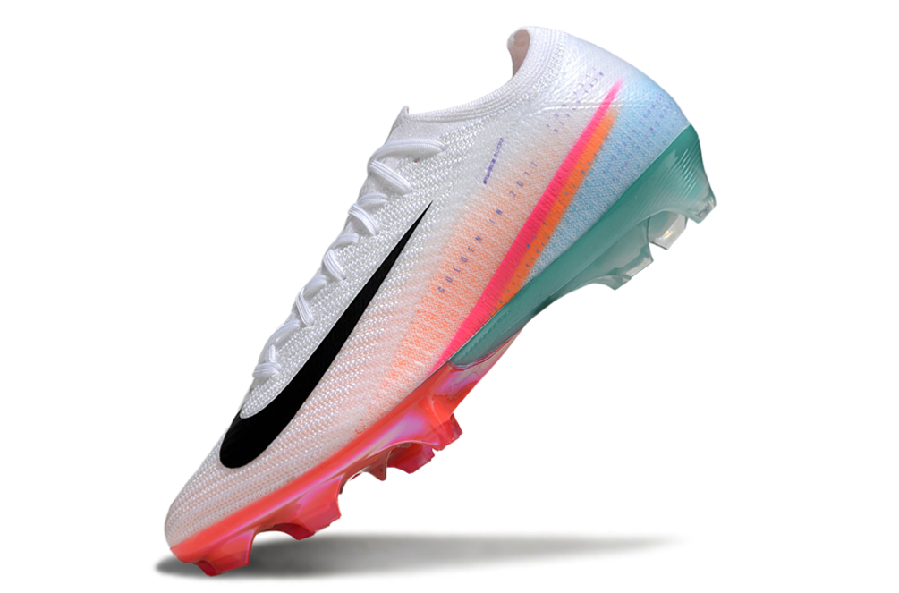 Chuteira Nike AIR Zoom Mercurial Vapor 16 Edição Especial Elite FG - Branca, Azul, Laranja e Rosa