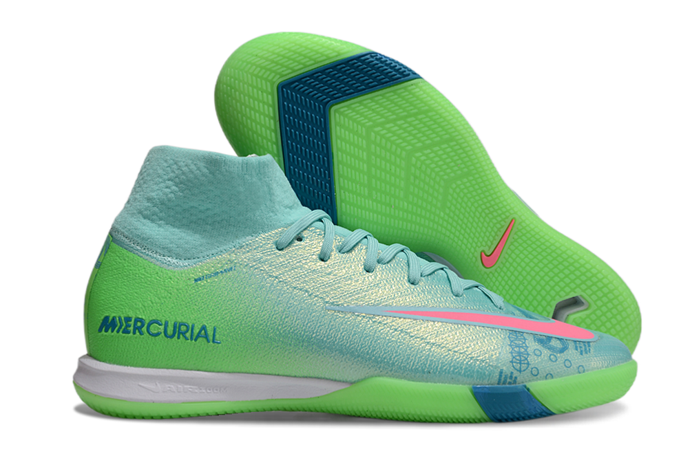 Chuteira Futsal Nike Air Zoom Mercurial Superfly 10 Elite  IC - Azul e Verde