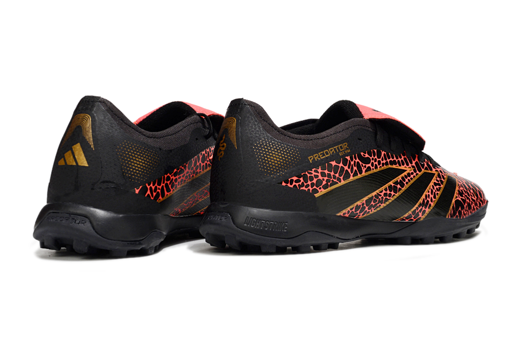 Chuteira Society Adidas Predator Elite Fold-Over Tongue TF - Preta, Laranja e Dourada