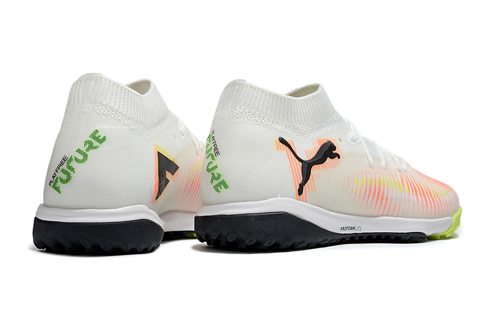 Chuteira Society Puma Future 8 TF - Branca, Laranja e Verde