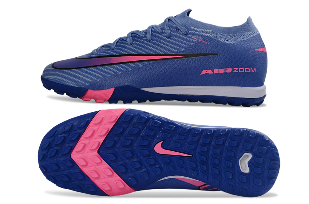 Chuteira Society Nike Air Zoom Mercurial Vapor 16 Elite TF - Azul e Rosa