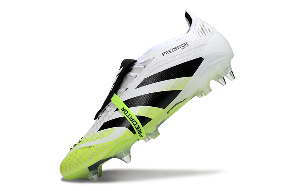 Chuteira Adidas Predator Elite Fold-Over Tongue SG - Branca, Verde e Preta - Radiant Blaze Pack