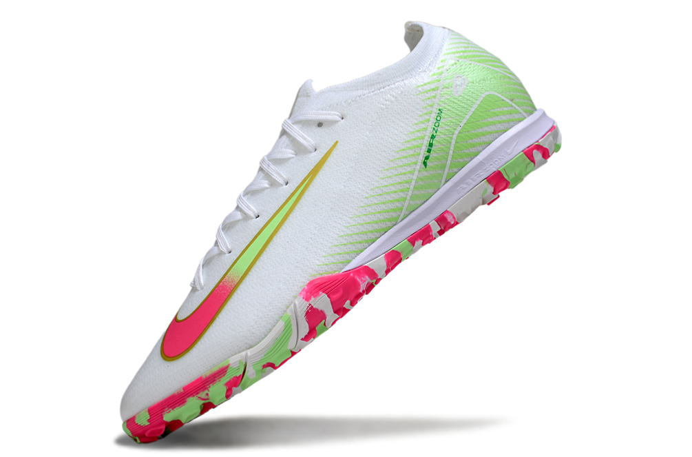 Chuteira Society Nike Air Zoom Mercurial Vapor 16 Elite TF - Branca, Verde e Rosa