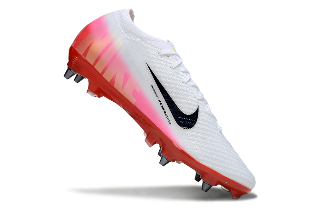 Chuteira Nike Air Zoom Mercurial Vapor 16 Elite SG - Branca, Rosa e Vermelha - Fear Nothing Pack