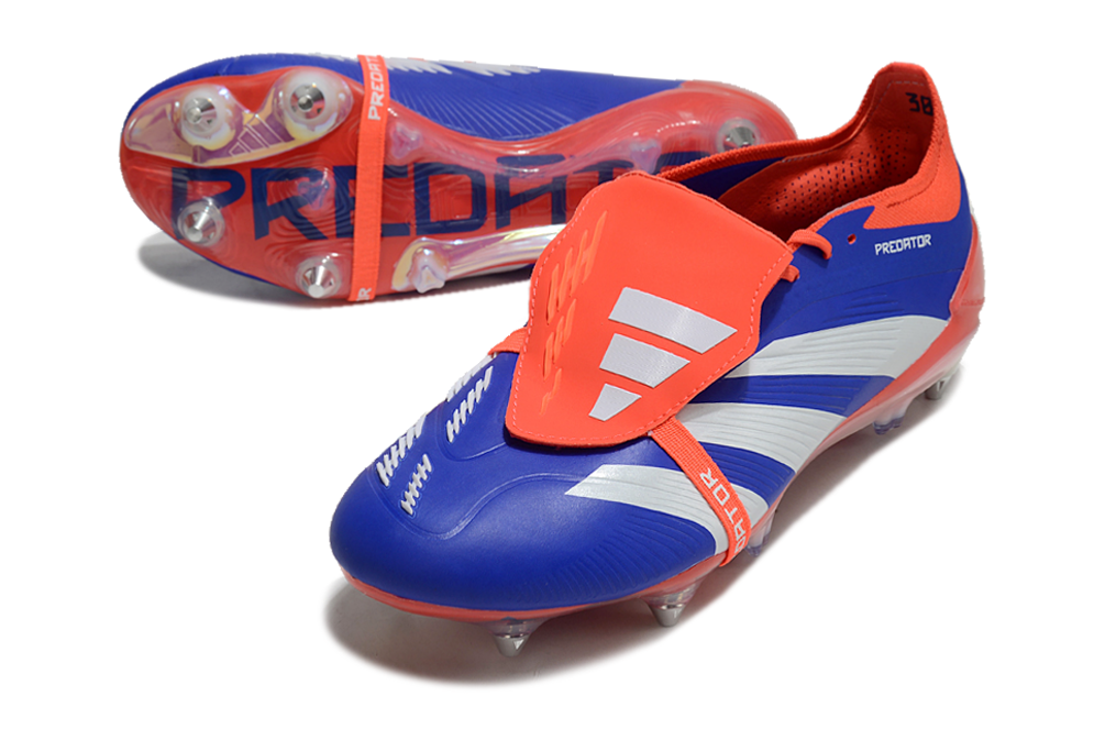 Chuteira Adidas Predator Elite Fold-Over Tongue SG - Azul, Laranja e Branca