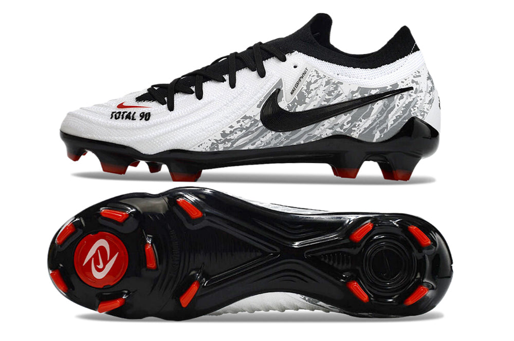 Chuteira Nike Phantom GX II Total 90 FG - Branca, Preta e Vermelha