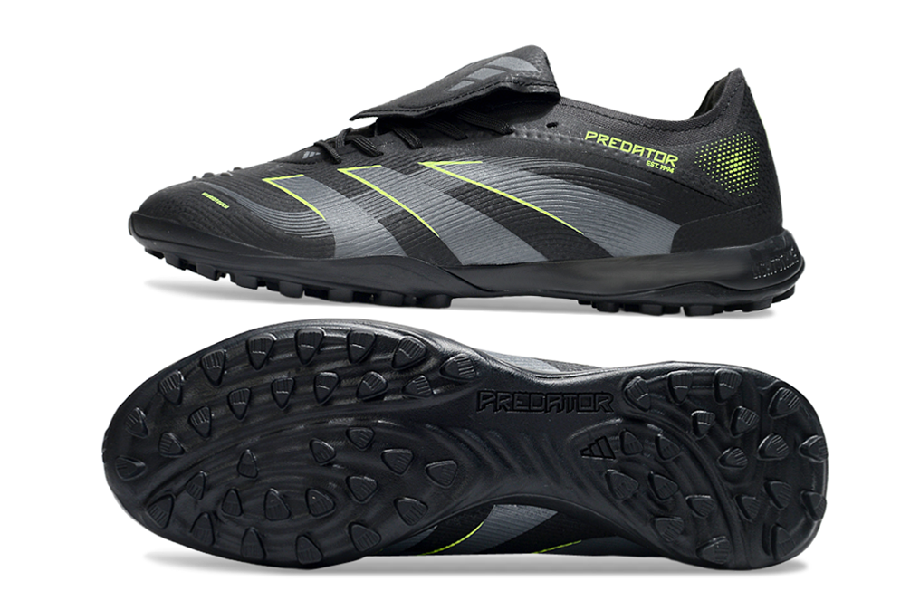 Chuteira Society Adidas Predator Elite Fold-Over Tongue TF - Preta, Cinza e Verde