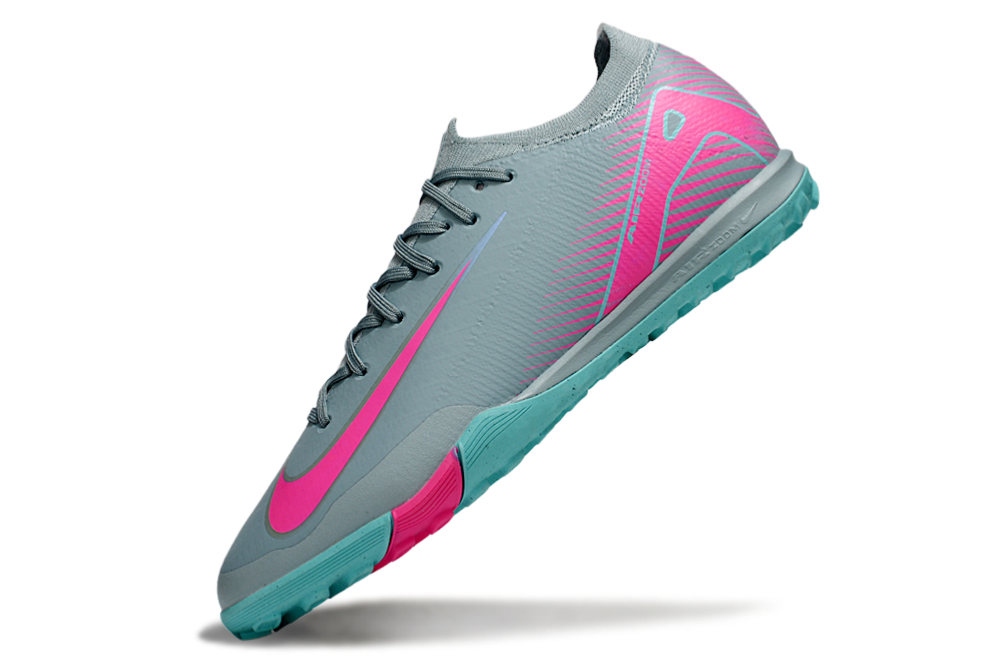 Chuteira Society Nike Air Zoom Mercurial Vapor 16 Elite TF - Azul e Rosa
