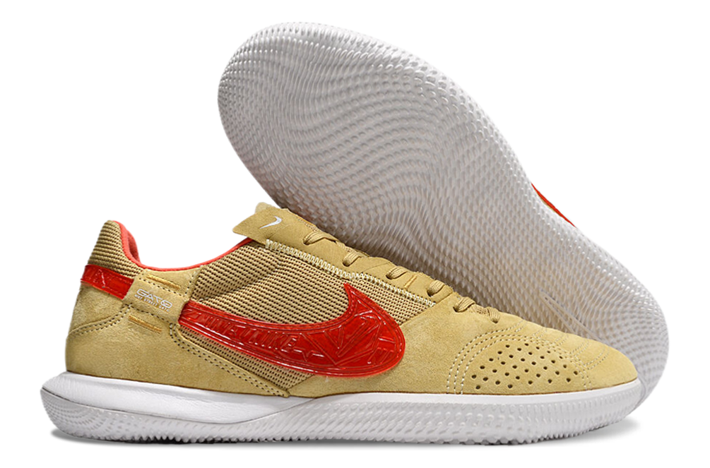 Tênis Futsal Nike Street Gato IC - Bege e Vermelha
