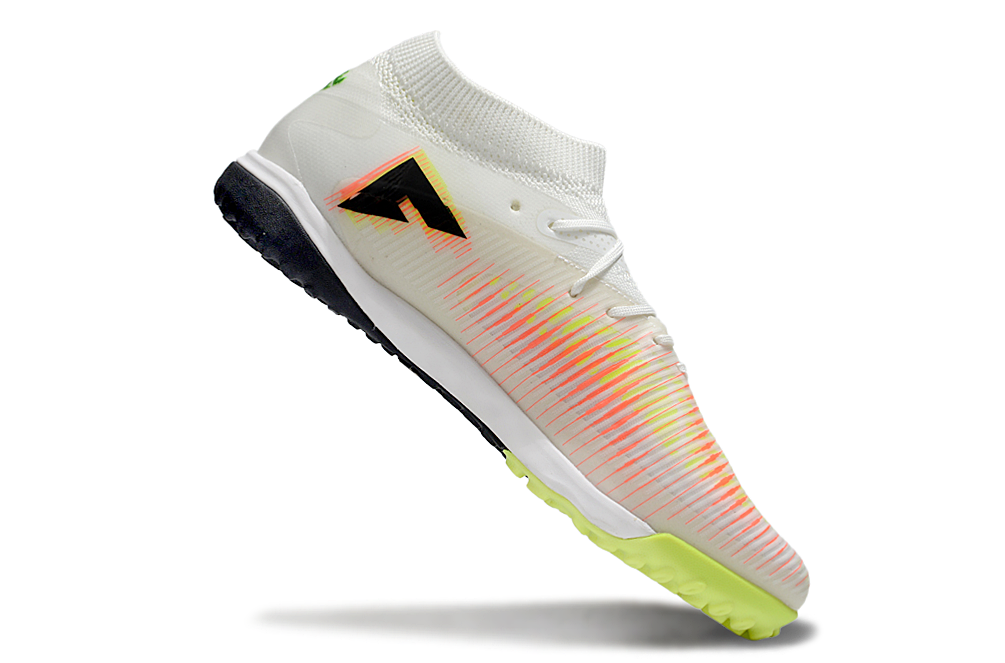 Chuteira Society Puma Future 8 TF - Branca, Laranja e Verde