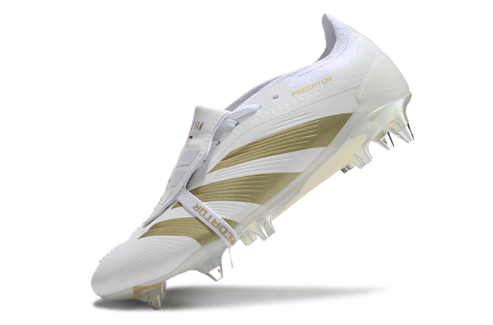 Chuteira Adidas Predator Elite Fold-Over Tongue SG - Branca e Dourada