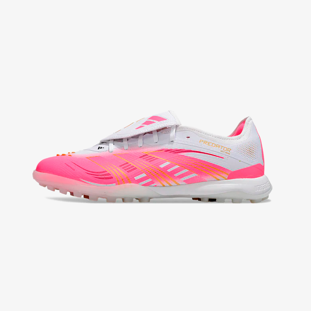 Chuteira Society Adidas Predator Elite Fold-Over Tongue TF - Branca e Rosa
