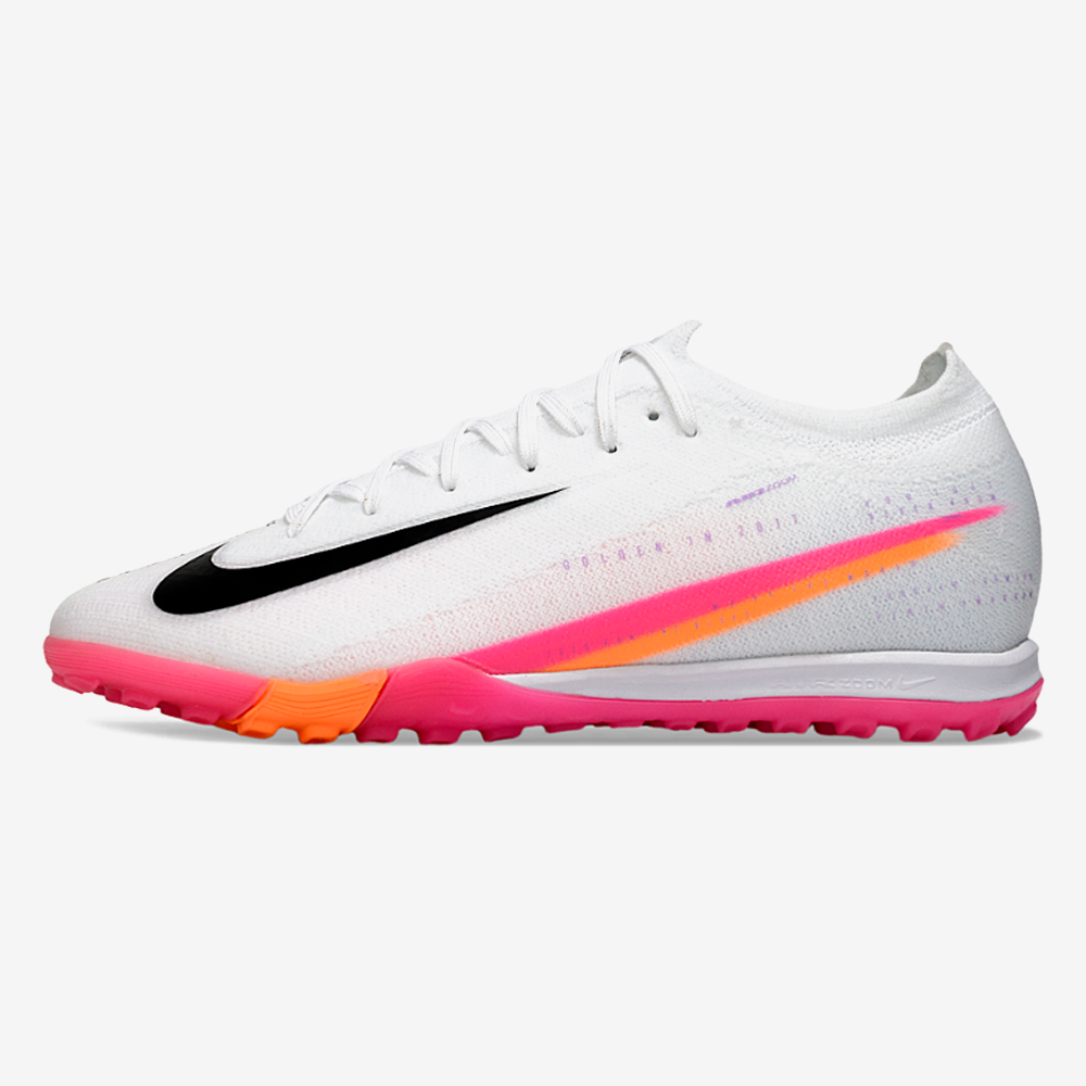 Chuteira Society Nike Air Zoom Mercurial Vapor 16 Elite TF - Branca, Rosa e Laranja