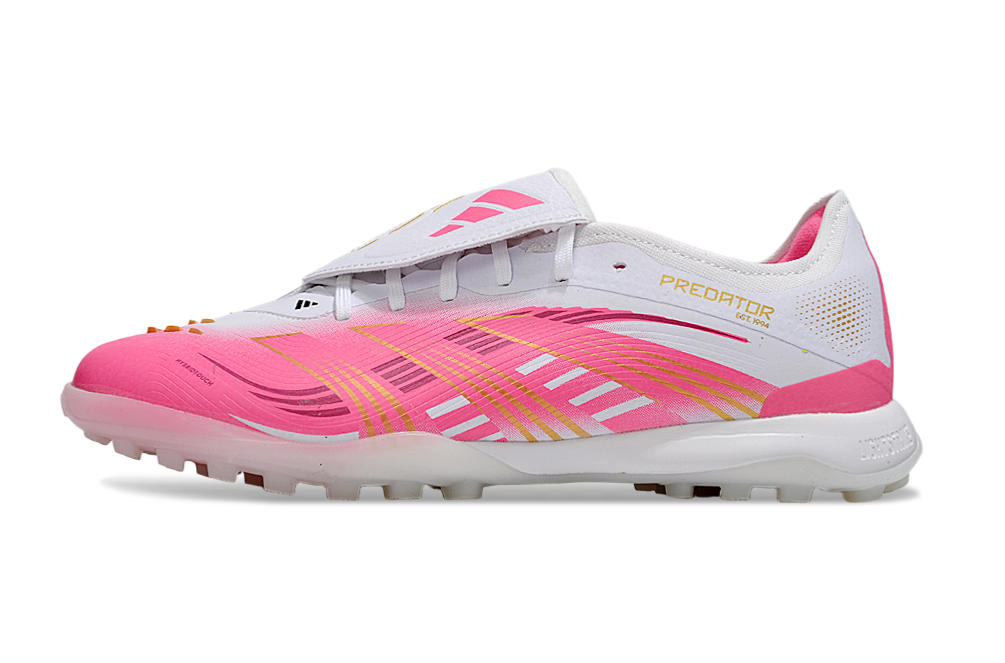 Chuteira Society Adidas Predator Elite Fold-Over Tongue TF - Branca e Rosa