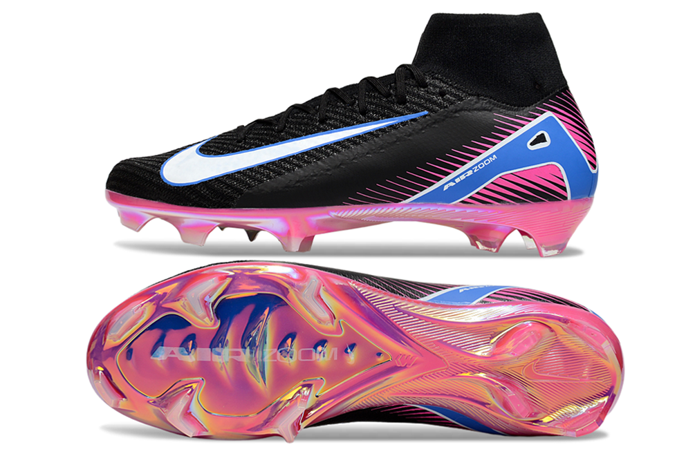 Chuteira Nike Air Zoom Mercurial Superfly 10 Elite FG - Preta, Rosa e Azul
