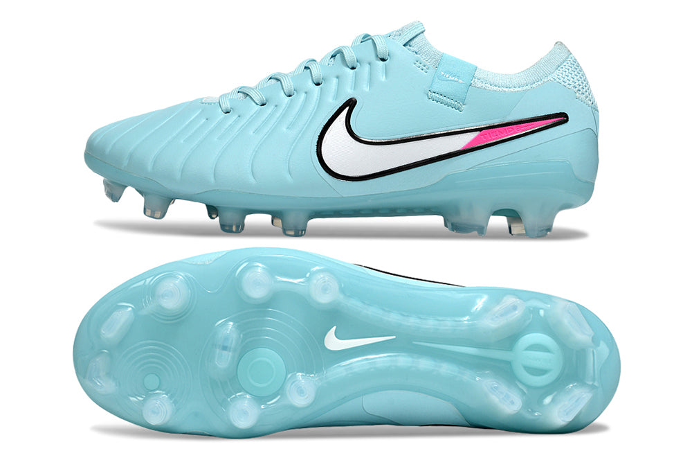 Chuteira Nike Tiempo Legend 10 X Elite FG -  Azul, Rosa e Branca - Pack Prism