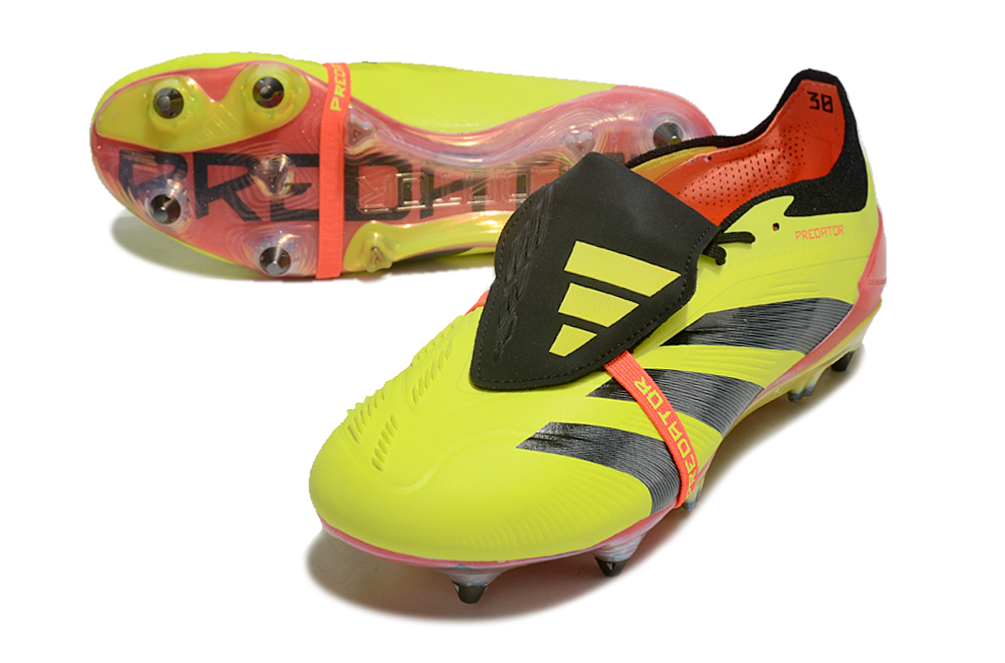 Chuteira Adidas Predator Elite Fold-Over Tongue SG - Amarela, Preta e Laranja