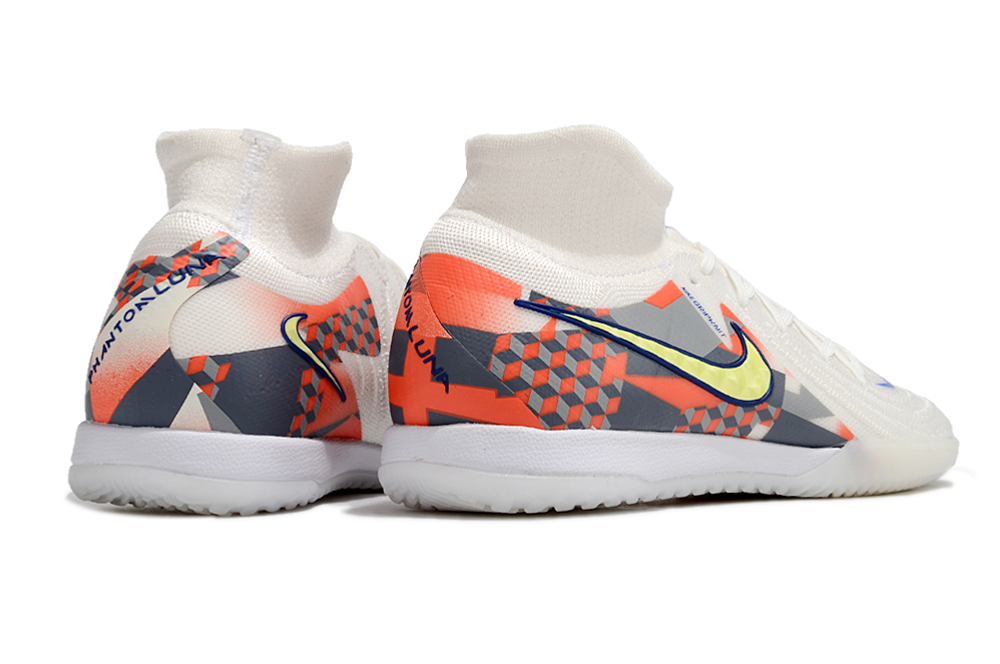 Tênis Futsal Nike Phantom Luna IC - Branca, Cinza e Laranja