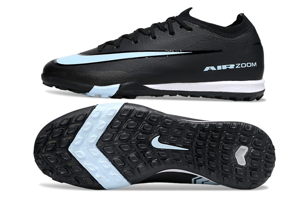 Chuteira Society Nike Air Zoom Mercurial Vapor 16 Elite TF - Preta e Azul - Shadow Pack