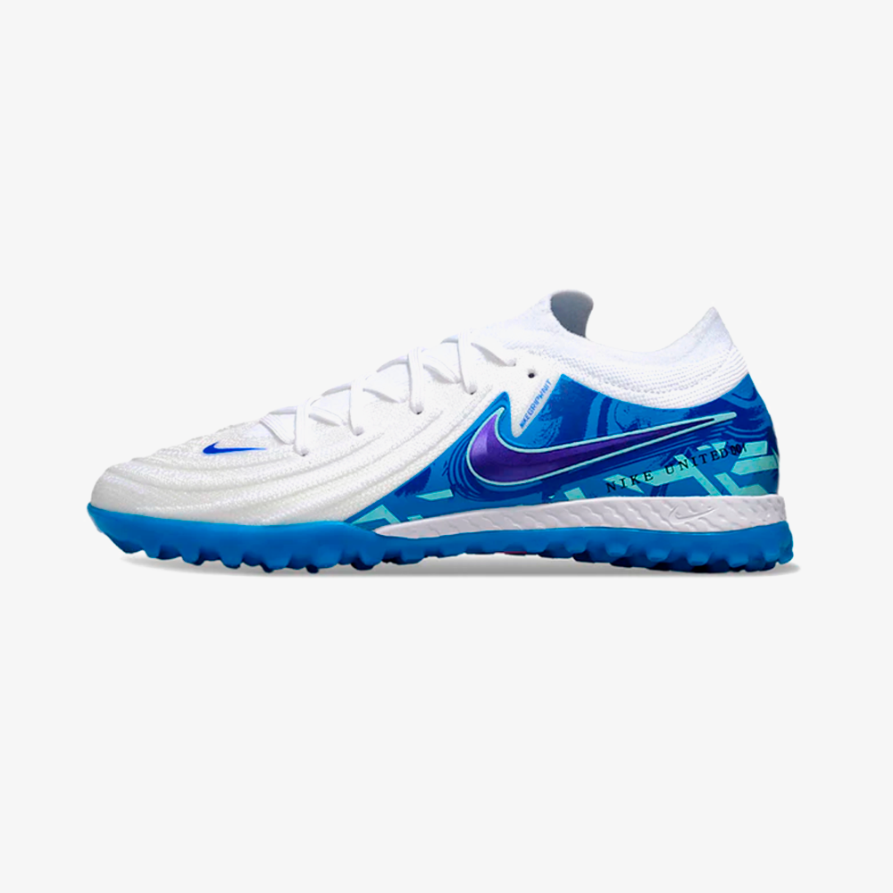Chuteira Society Nike Phantom GX II TF - Branca e Azul