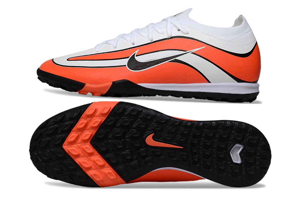 Chuteira Society Nike Air Zoom Mercurial Vapor 16 Elite TF - Branca e Laranja