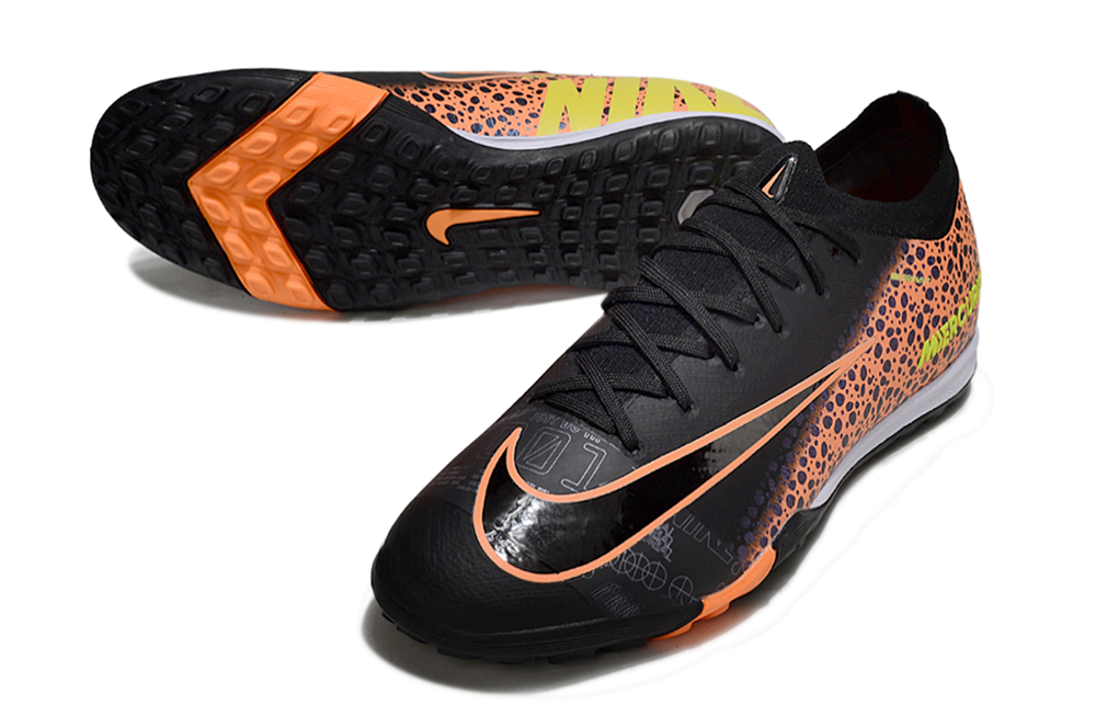 Chuteira Society Nike Air Zoom Mercurial Vapor 16 Elite TF - Preta e Laranja