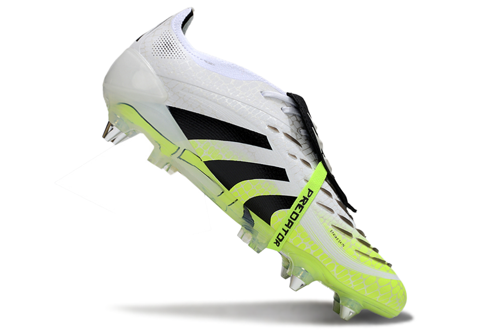 Chuteira Adidas Predator Elite Fold-Over Tongue SG - Branca, Verde e Preta - Radiant Blaze Pack