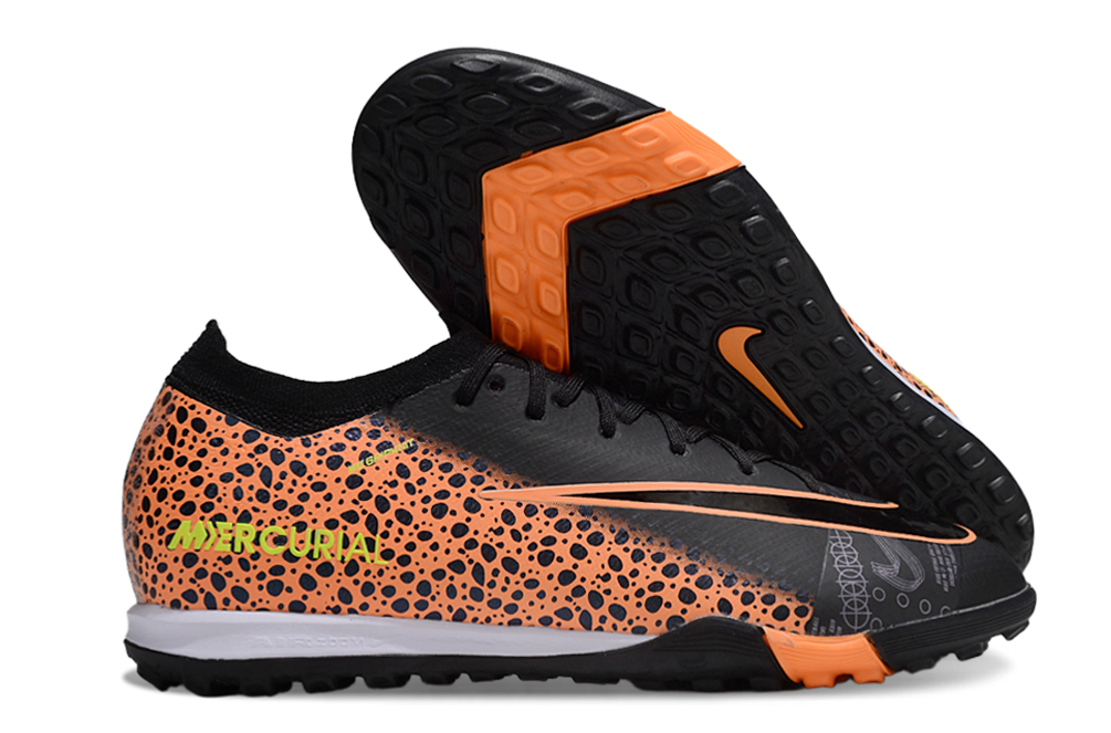 Chuteira Society Nike Air Zoom Mercurial Vapor 16 Elite TF - Preta e Laranja