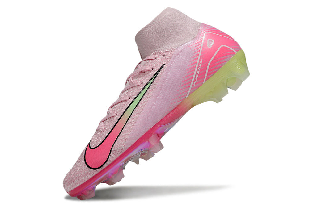 Chuteira Nike Air Zoom Mercurial Superfly 10 Elite FG - Rosa e Verde