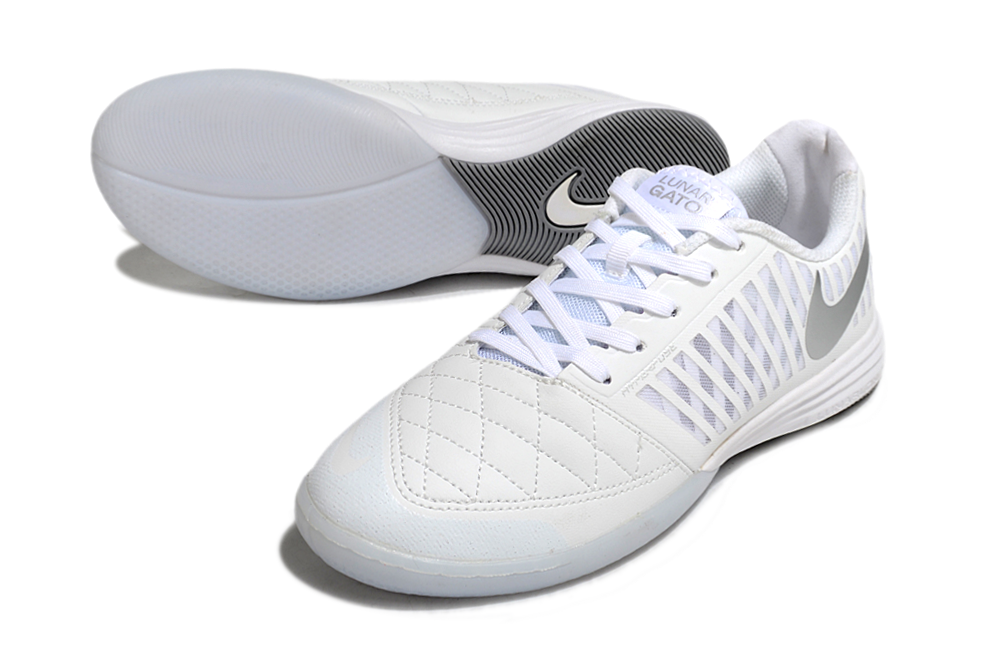 Tênis Futsal Nike Lunar Gato IC - Branca e Prata