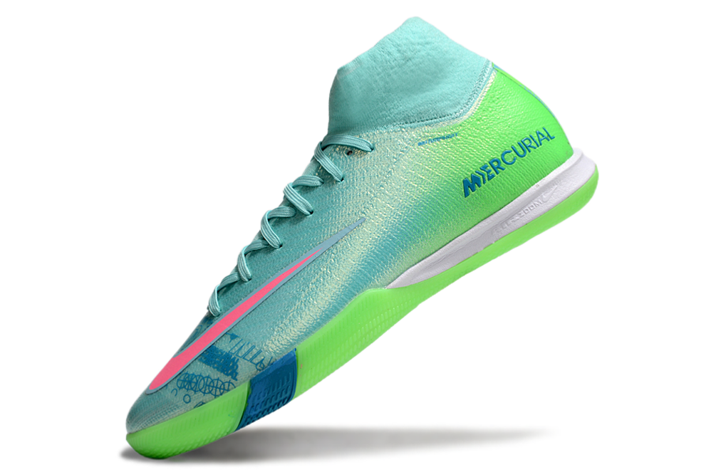 Chuteira Futsal Nike Air Zoom Mercurial Superfly 10 Elite  IC - Azul e Verde