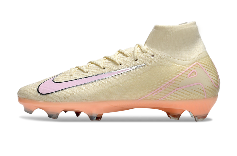 Chuteira Nike Air Zoom Mercurial Superfly 10 Edição Especial Elite FG - Branca e Salmão