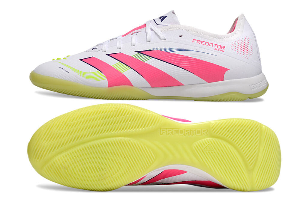 Tênis Futsal Adidas Predator Elite Fold-Over Tongue IC - Branca, Verde, Rosa e Roxa