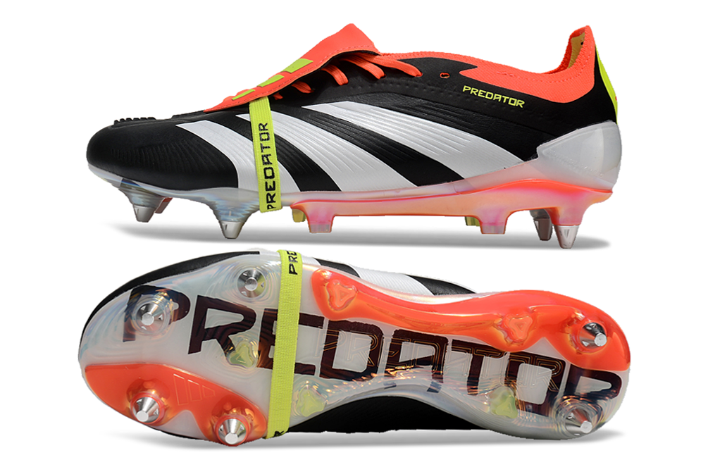 Chuteira Adidas Predator Elite Fold-Over Tongue SG - Preta, Laranja e Verde