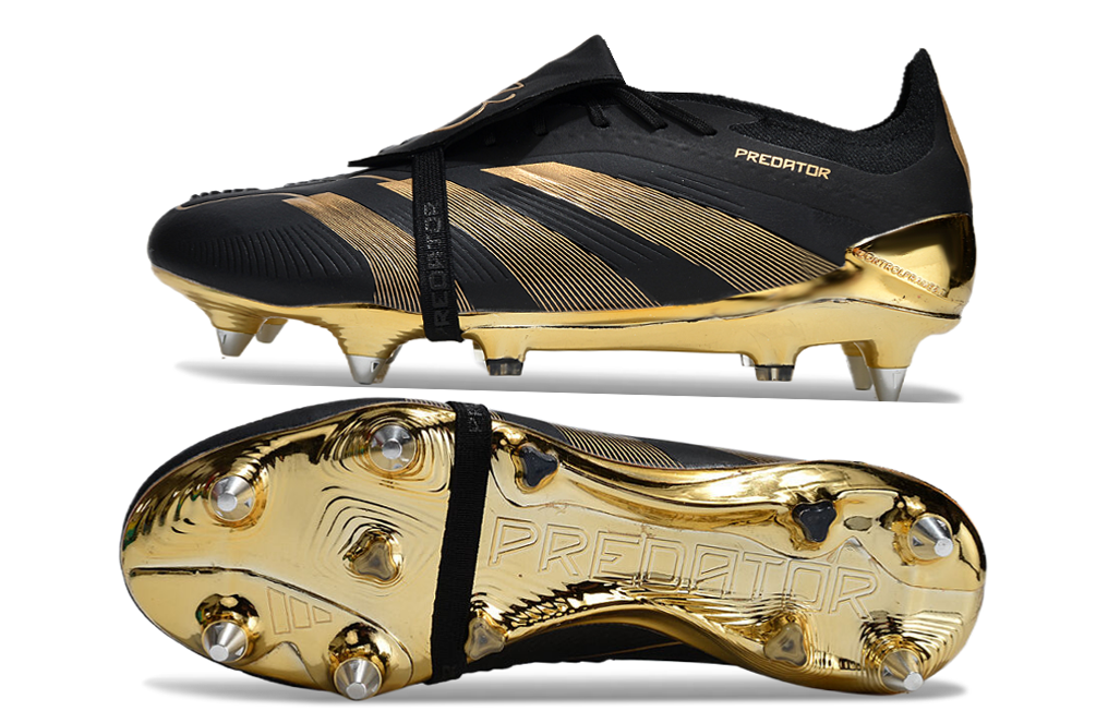 Chuteira Adidas Predator Elite Fold-Over Tongue SG - Preta e Dourada