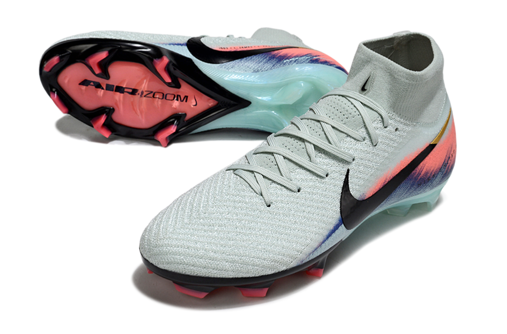 Chuteira Nike Air Zoom Mercurial Superfly 10 Elite FG - Branca, Rosa e Azul