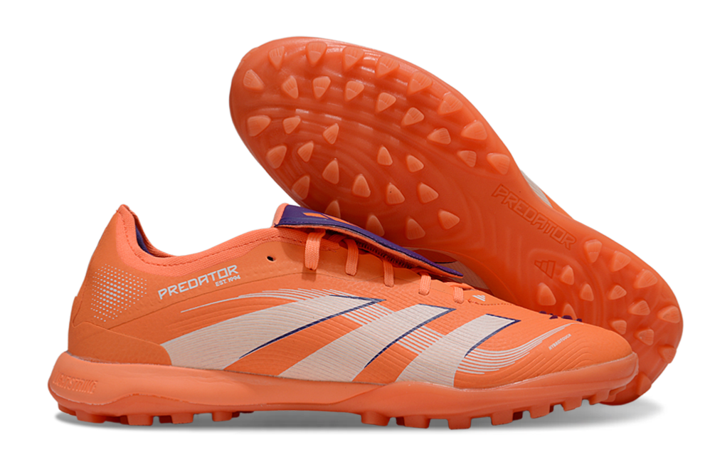 Chuteira Society Adidas Predator Elite Fold-Over Tongue TF - Laranja e Azul