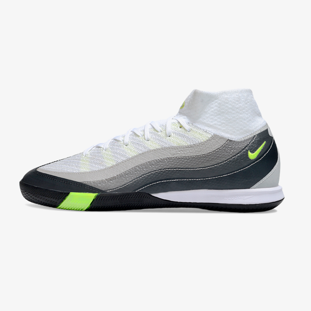 Chuteira Futsal Nike Air Zoom Mercurial Superfly 10 Elite Air Max 95  IC - Branca, Cinza e Preta