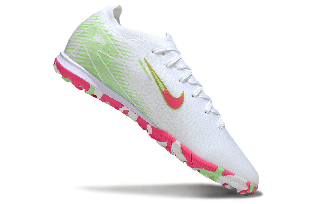 Chuteira Society Nike Air Zoom Mercurial Vapor 16 Elite TF - Branca, Verde e Rosa