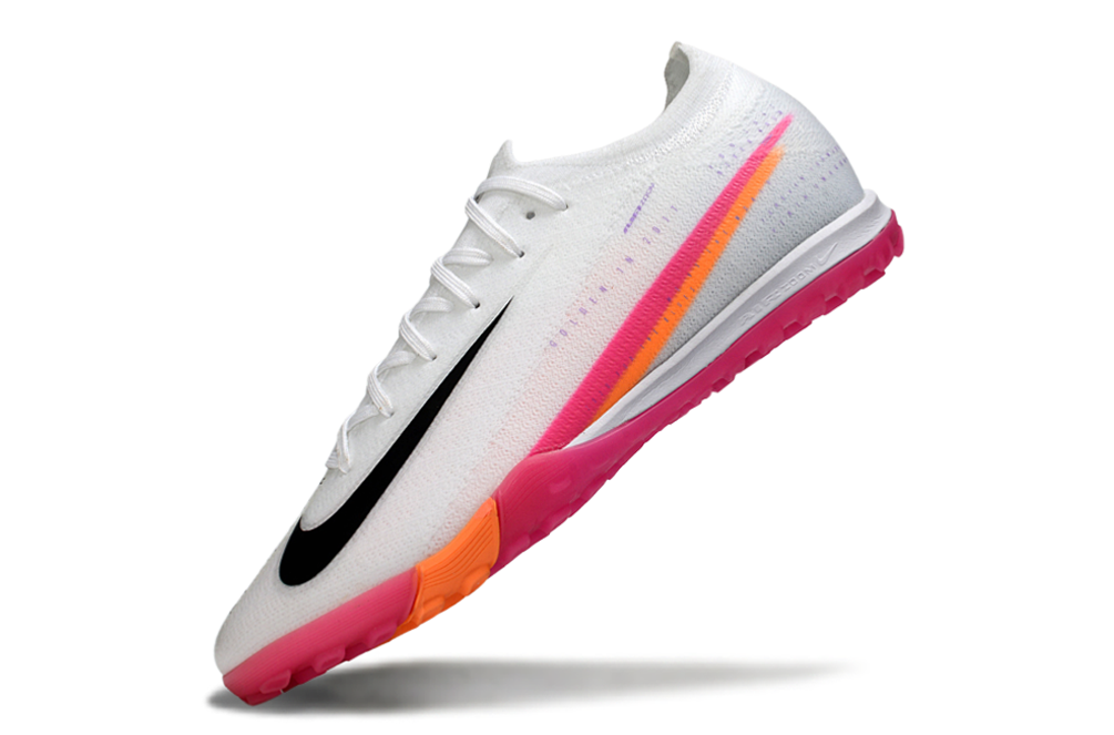 Chuteira Society Nike Air Zoom Mercurial Vapor 16 Elite TF - Branca, Rosa e Laranja
