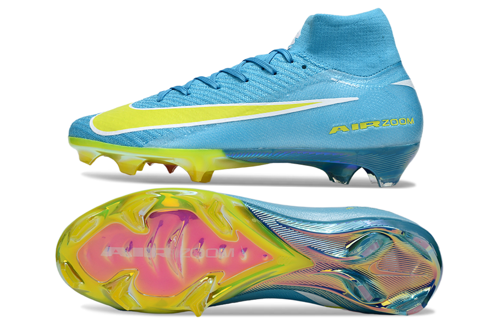 Chuteira Nike Air Zoom Mercurial Superfly 10 Elite FG - Azul, Verde e Rosa