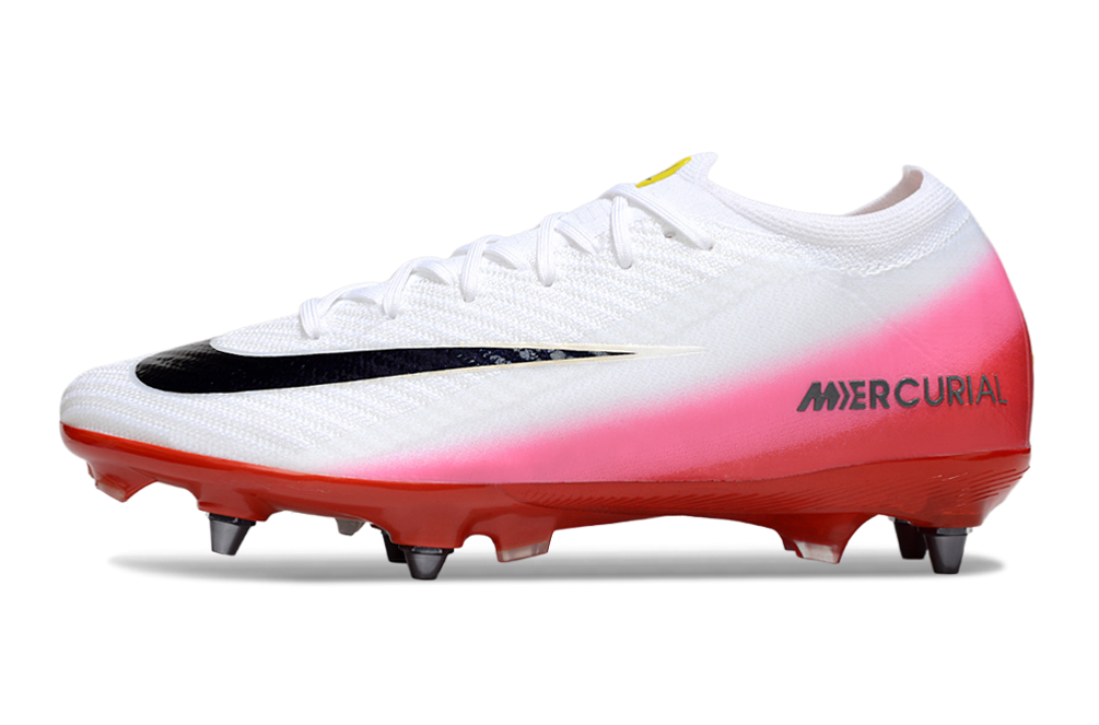 Chuteira Nike Air Zoom Mercurial Vapor 16 Elite SG - Branca, Rosa e Vermelha - Fear Nothing Pack