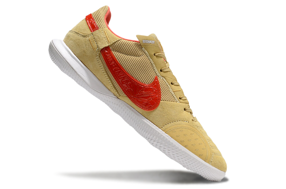 Tênis Futsal Nike Street Gato IC - Bege e Vermelha