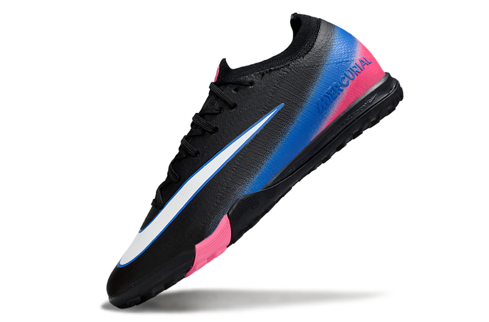 Chuteira Society Nike Air Zoom Mercurial Vapor 16 Elite TF - Preta, Rosa e Azul