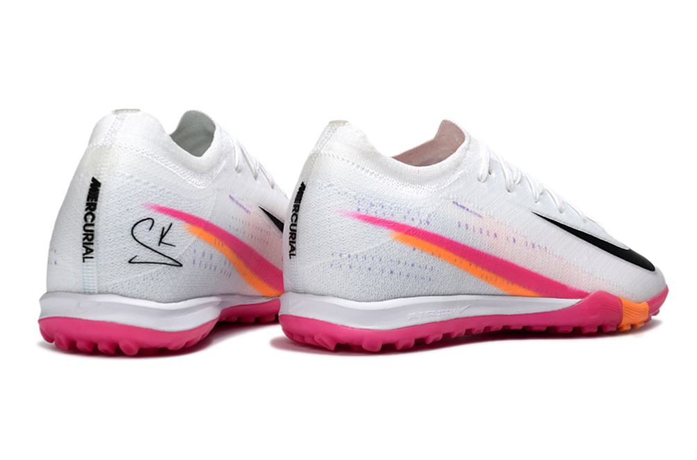 Chuteira Society Nike Air Zoom Mercurial Vapor 16 Elite TF - Branca, Rosa e Laranja