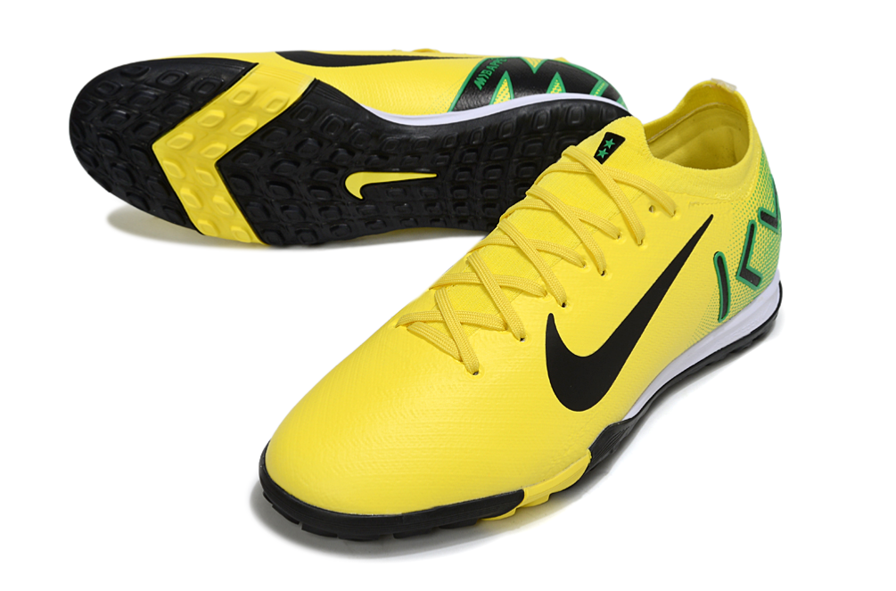 Chuteira Society Nike Air Zoom Mercurial Vapor 16 Killian Mbappe Elite TF - Amarela, Verde e Preta