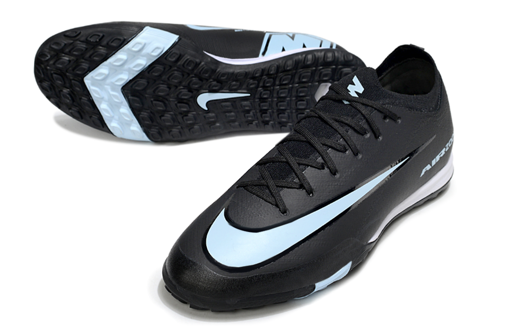 Chuteira Society Nike Air Zoom Mercurial Vapor 16 Elite TF - Preta e Azul - Shadow Pack