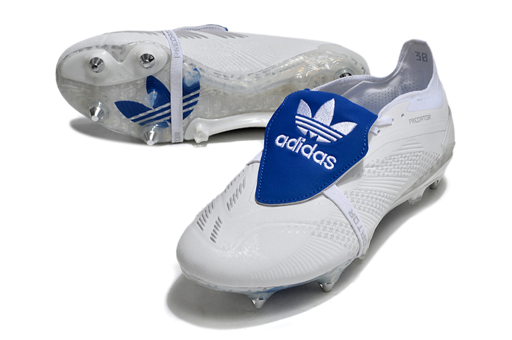 Chuteira Adidas Predator Elite Fold-Over Tongue SG - Branca e Azul